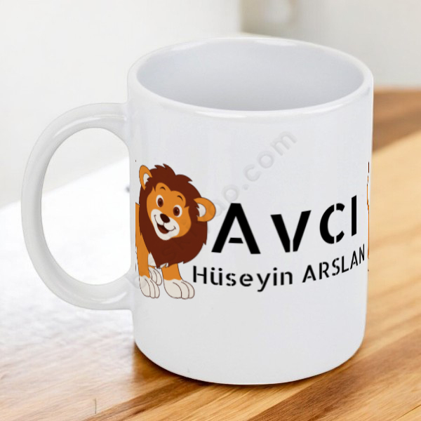 Avcı Aslan Tasarımlı Baskılı Kupa online tasarla