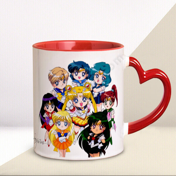 Ay Savaşcısı Tasarım Baskılı Kırmızı Kalp Kulplu Kupa online tasarla