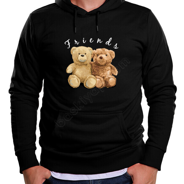 Ayıcık Desenli Siyah Sweatshirt online tasarla