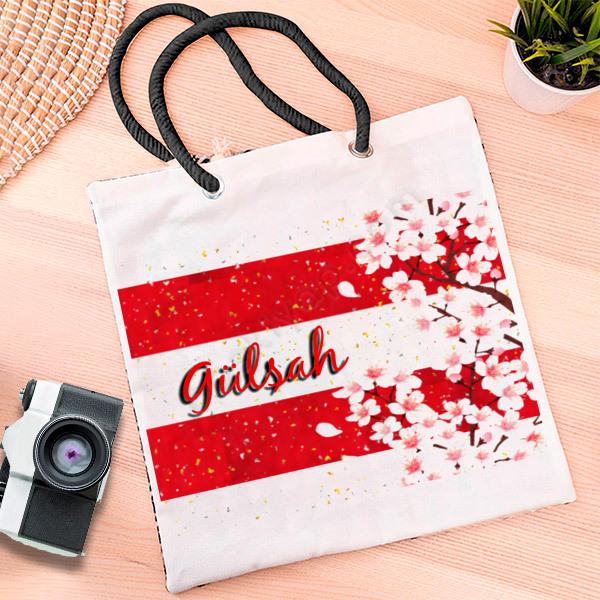 Bahar Çiçeği Baskılı Bez Çanta online tasarla