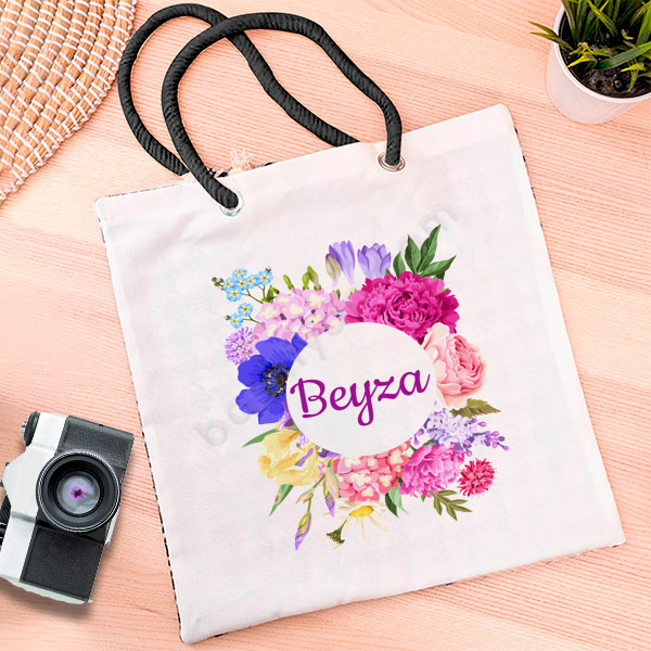 Bahar Çiçekleri 2 Baskılı Bez Çanta online tasarla