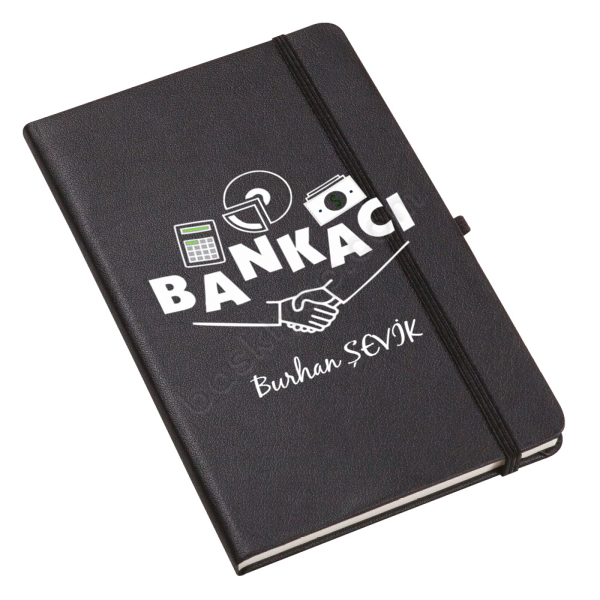 Bankacı Tasarım Ajanda – Tarihsiz Siyah Ajanda / Defter tasarımı