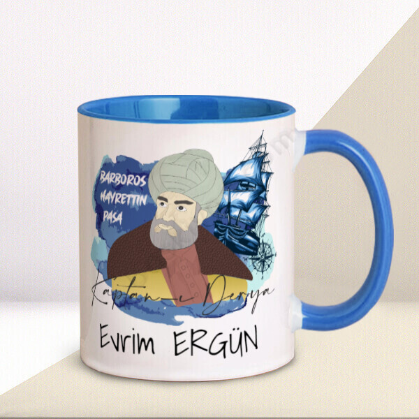 Barbaros Hayrettin Paşa Tasarım Mavi Kupa online tasarla