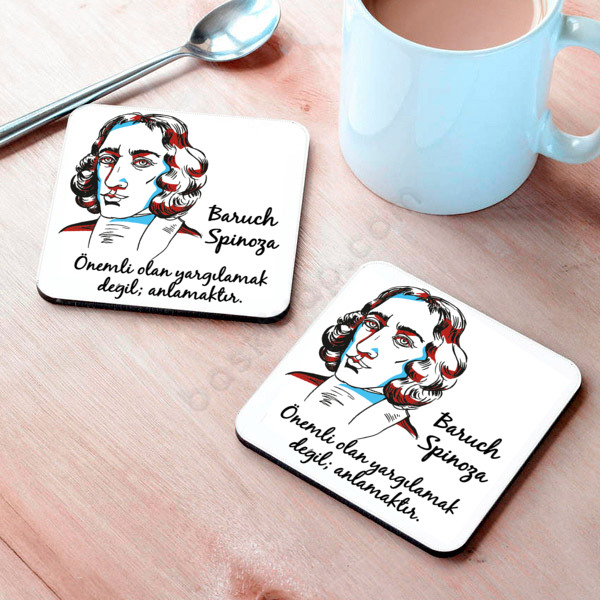 Baruch Spinoza Tasarımlı Ahşap Bardak Altlığı online tasarla