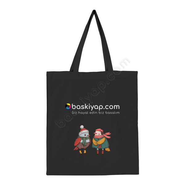 Baskılı Siyah Bez Çanta online tasarla