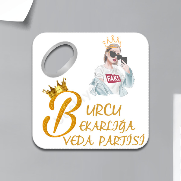 Bekarlığa Veda Kare Bardak Altlığı Magnet online tasarla