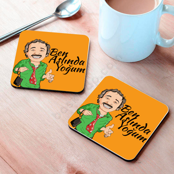 Ben Aslında Yoğum Temalı Metal Bardak Altlığı online tasarla
