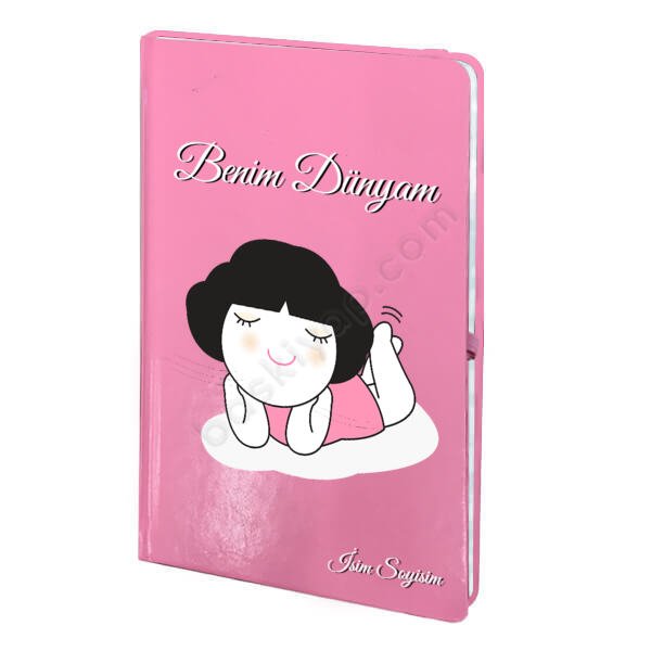 Benim Dünyam Tasarımlı Pembe Ajanda online tasarla