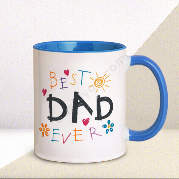 Best Dad Tasarımlı Kupa – Kişiye Özel Baskılı Mavi Kupa tasarımı