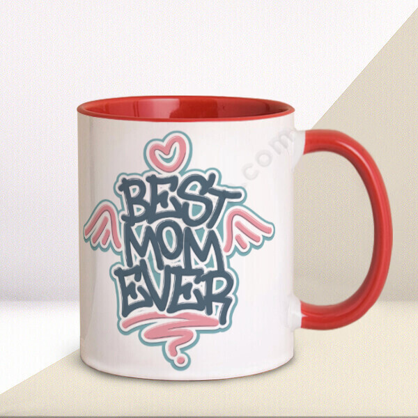 Best Mom Ever  Kırmızı Kupa Bardak – Kişiye Özel Baskılı Kupa - Kırmızı tasarımı