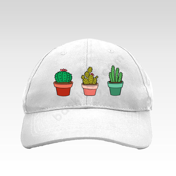 Kaktüs Baskılı Beyaz Bez Şapka online tasarla