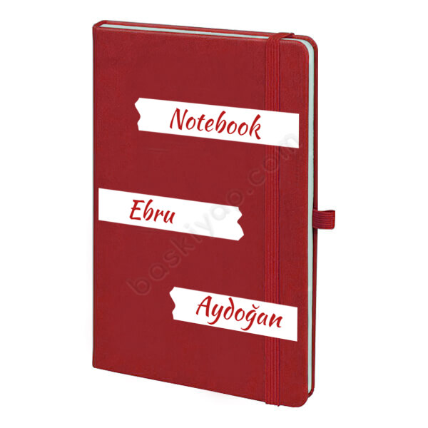 Beyaz Çizgi Model Kırmızı Ajanda – Tarihsiz Kırmızı Ajanda / Defter 13X21Cm tasarımı