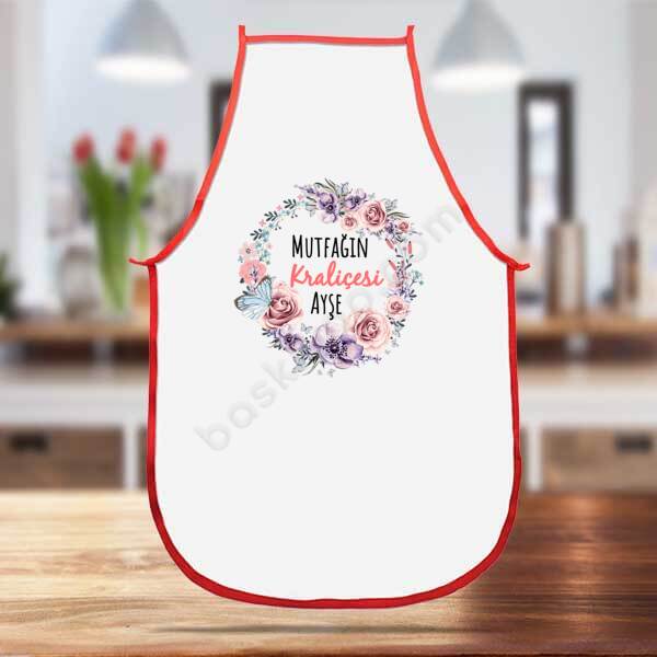 Mutfağın Kraliçesi Tasarımlı Beyaz Mutfak Önlüğü online tasarla