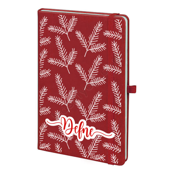 Beyaz Yaprak Tasarımlı Kırmızı Ajanda online tasarla