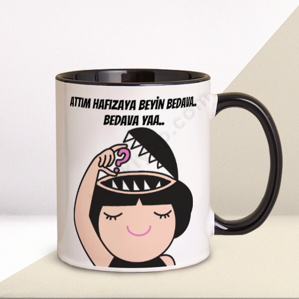 Beyin Bedava Tasarımlı Siyah Kupa online tasarla