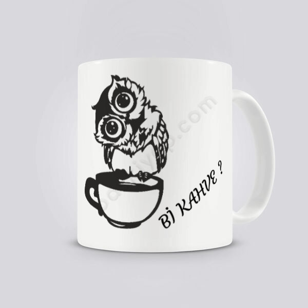 Bi Kahve Baykuş Tasrımlı Kendin Tasarla Kupa online tasarla