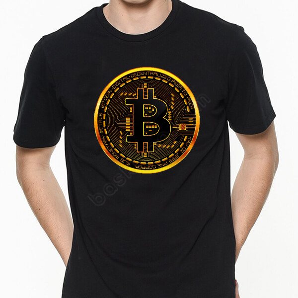 Bitcoin Tasarım Siyah Erkek Tişört online tasarla