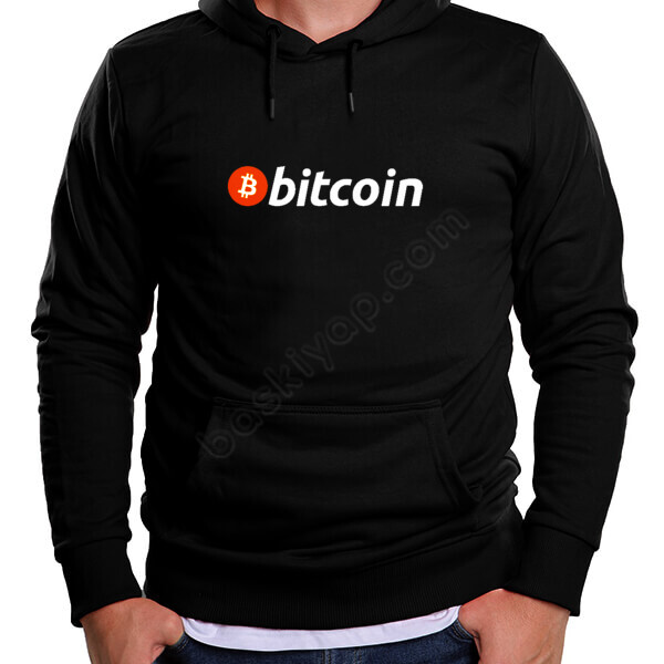 Bitcon Temalı Hoodie Kendin Tasarla Siyah Kapşonlu Sweatshirt online tasarla