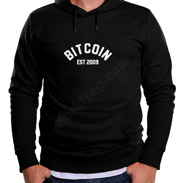 Bitcon Temalı Hoodie Kendin Tasarla Siyah Kapşonlu Sweatshirt online tasarla