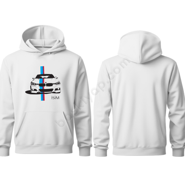 Bmw Temalı Beyaz Kapşonlu Sweatshirt online tasarla