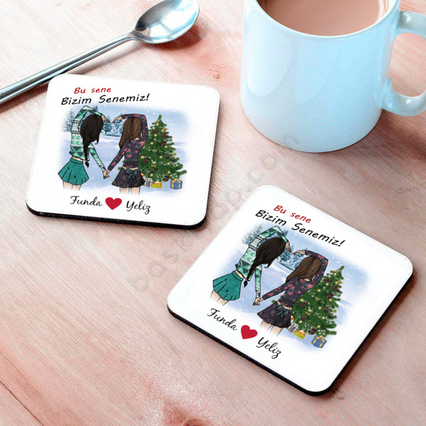 Bu Sene Bizim Senemiz Tasarımlı Bardak Altlığı online tasarla