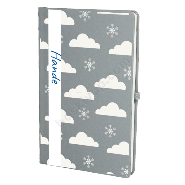 Bulut Tasarımlı Gri Ajanda – Tarihsiz Çizgili Gri Ajanda/Defter 13X21Cm tasarımı