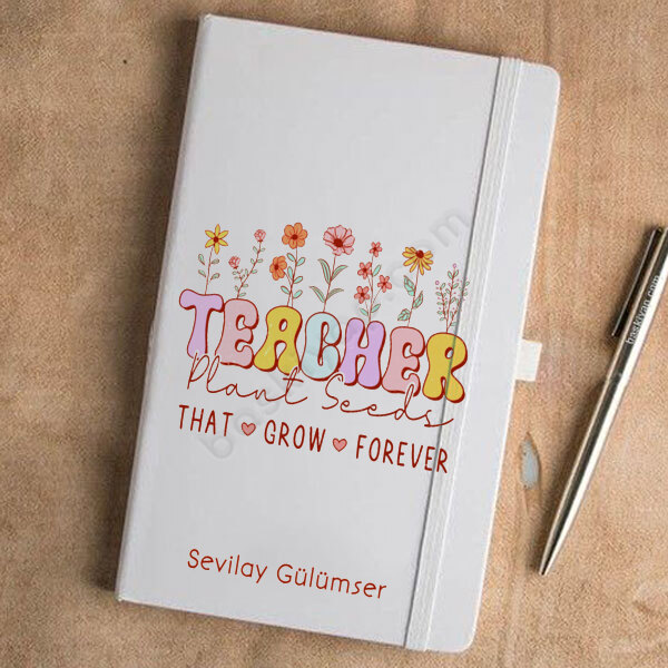 Büyüyen Çiçekler Tasarımlı Tarihsiz Beyaz Ajanda online tasarla