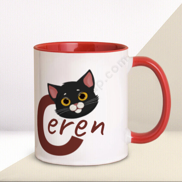 C Harfi Tasarım Kırmızı Kupa online tasarla