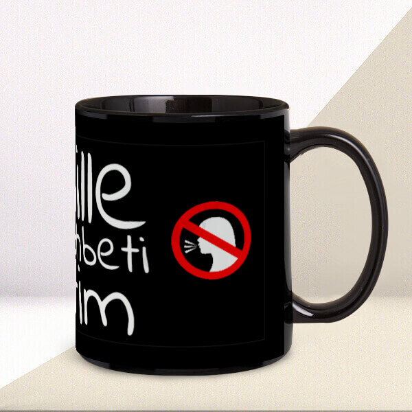 Cahille Sohbeti Kestim Tasarım Baskılı Siyah Kupa Bardak online tasarla