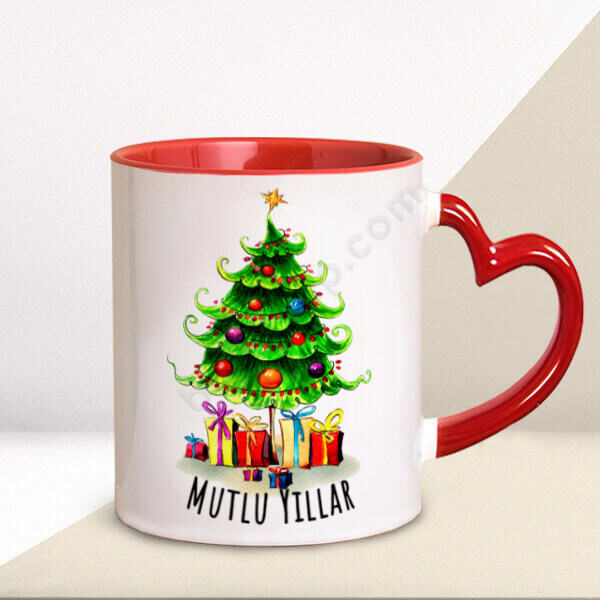 Çam Ağacı Tasarımlı Yılbaşı Kupası online tasarla