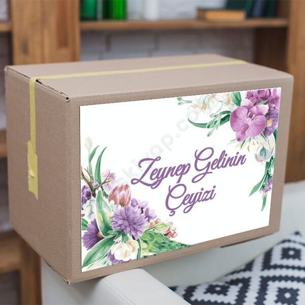 Çiçek Çerçeveli Etiket online tasarla