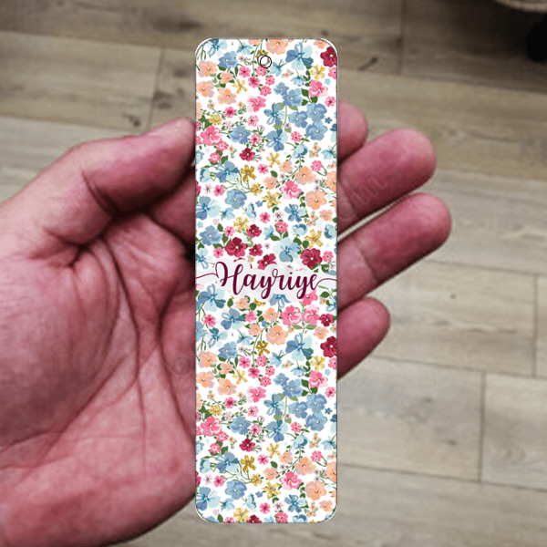 Çiçek Desenli Metal Kitap Ayracı online tasarla