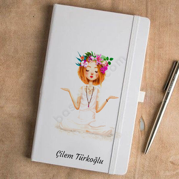 Çiçek Kız Tasarım Tarihsiz Beyaz Ajanda online tasarla