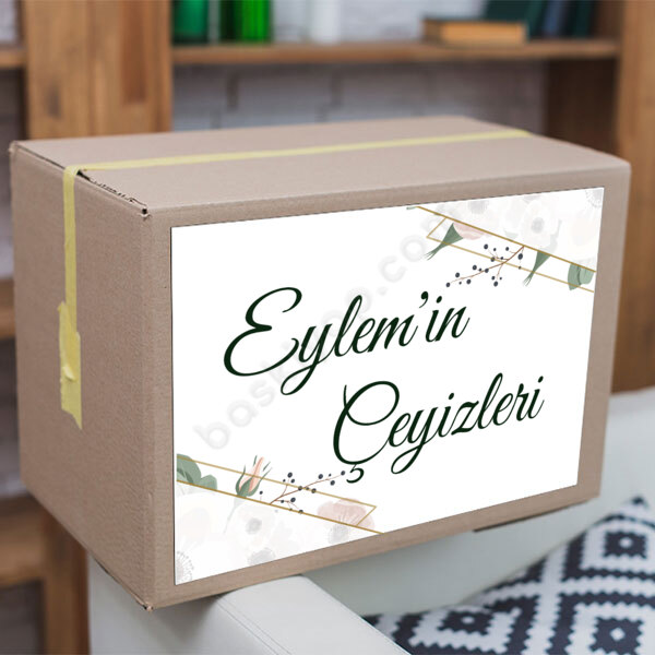 Çiçek Detaylı Çeyiz Etiketi online tasarla