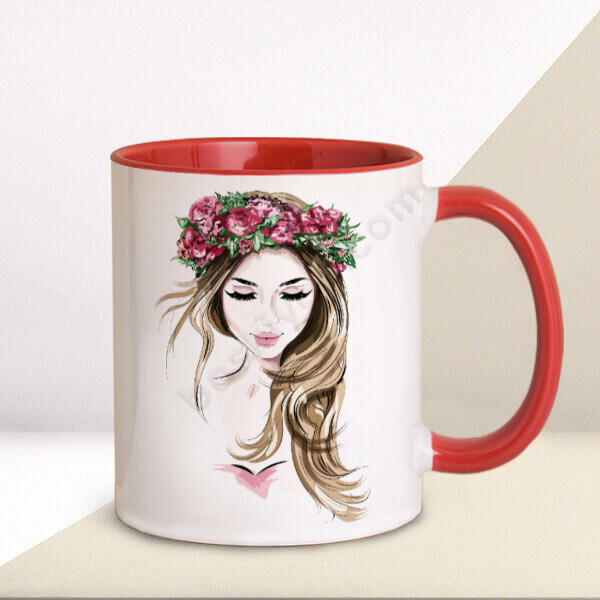 Çiçek Taçlı Kız Tasarımlı Kupa online tasarla