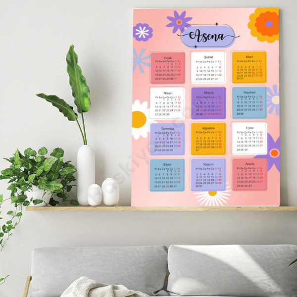 Çiçek Tasarımlı 2026 Takvimi online tasarla