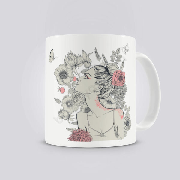 Çiçek Tasarımlı Kadın Kendin Tasarla Baskılı Kupa Bardak online tasarla