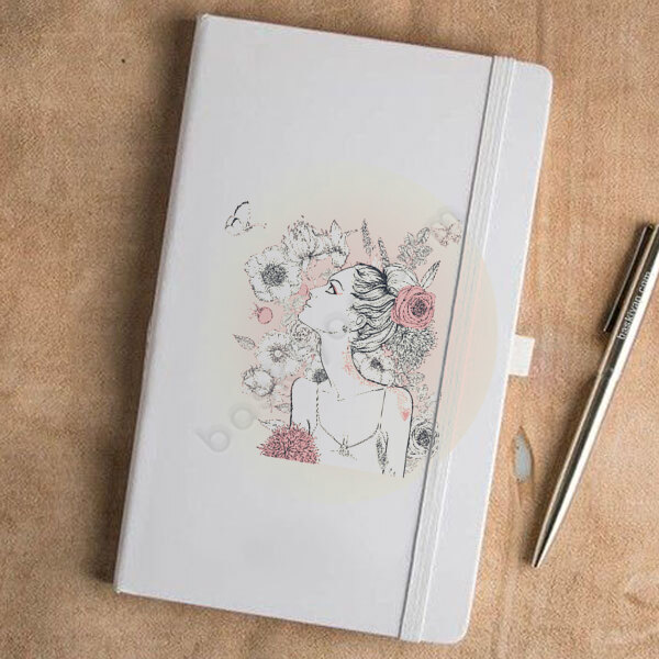 Çiçek Tasarımlı Kadın Tarihsiz Beyaz Ajanda online tasarla