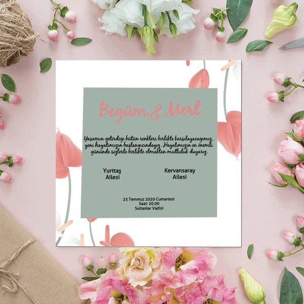 Çiçekli Altın Çerçeveli online tasarla