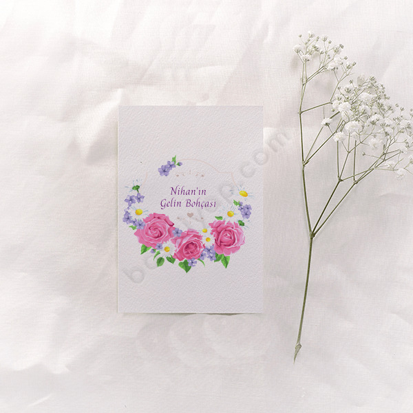 Çiçekli Bohça Kartı online tasarla