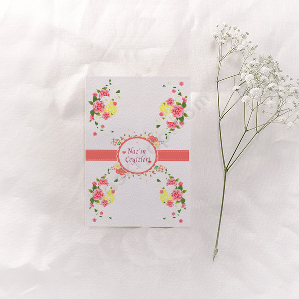 Çiçekli Bohça Kartı online tasarla