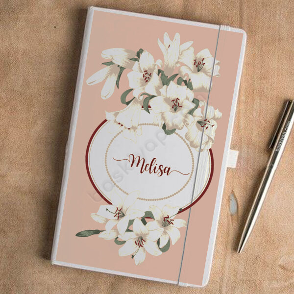 Çiçekli Çerçece Tasarım Tarihsiz Beyaz Ajanda online tasarla