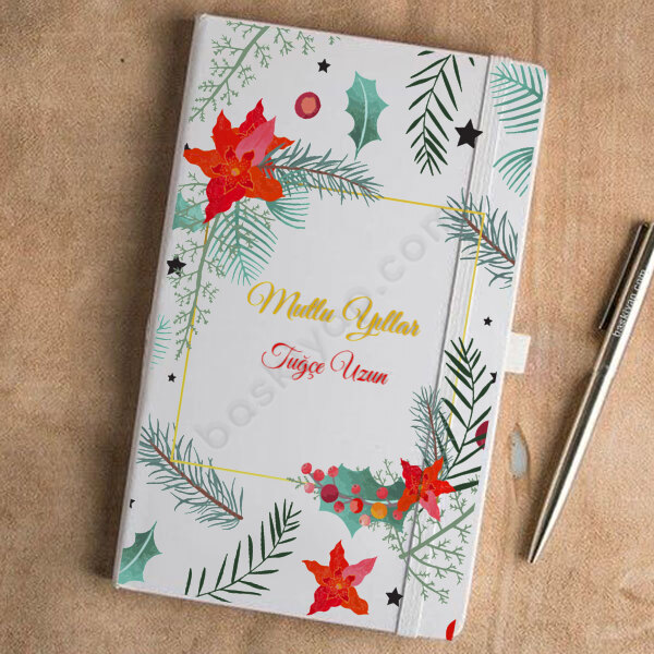 Çiçekli Çerçeveli Beyaz Ajanda online tasarla