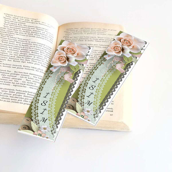 Çiçekli Kitap Ayracı online tasarla