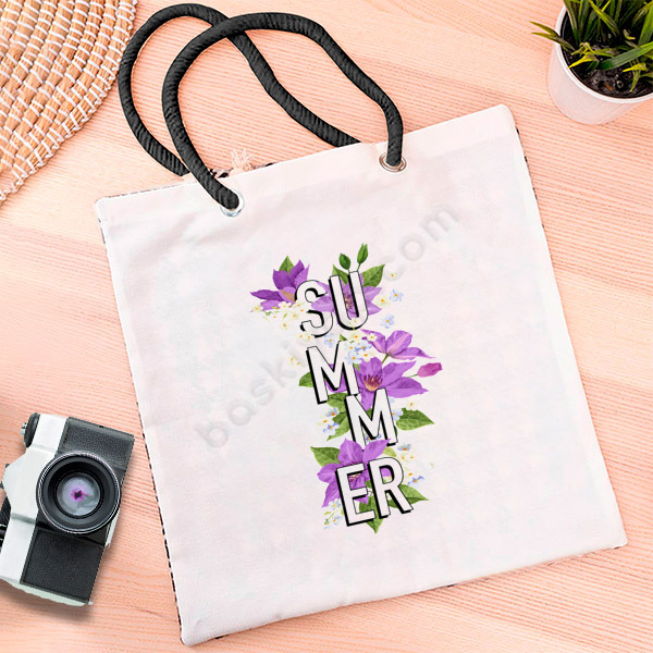 Çiçekli Summer Baskılı Bez Çanta online tasarla