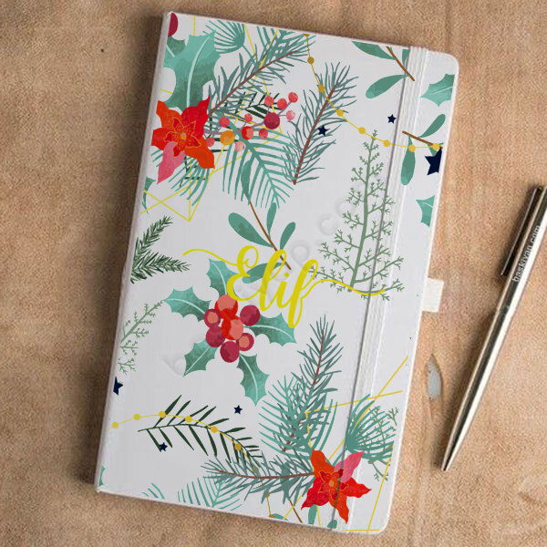 Çiçekli Tasarımlı Beyaz Ajanda online tasarla