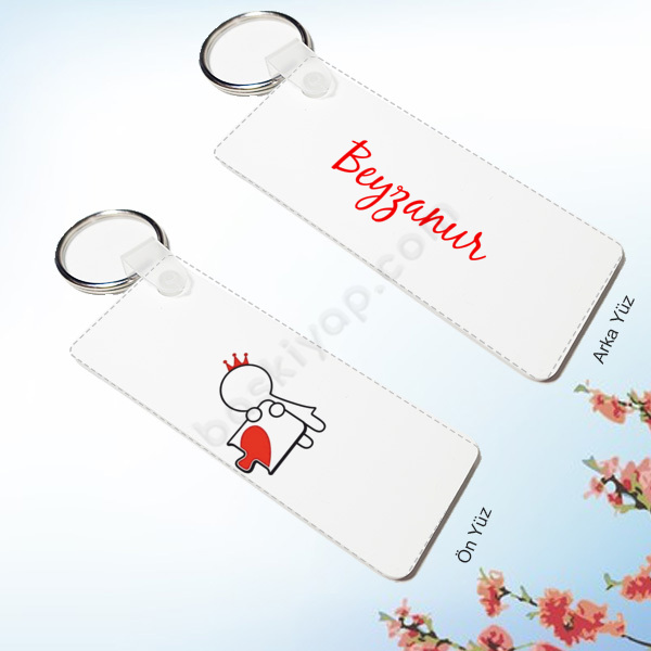 Çift Kız Beyaz Dikdörtgen Anahtarlık online tasarla
