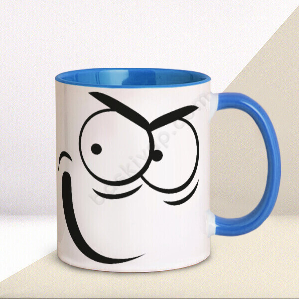 Çılgın Yüzler Sinsi Mavi Kupa Bardak online tasarla