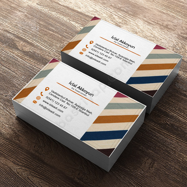 Çizgili Renkli Uzman Kartvizit online tasarla