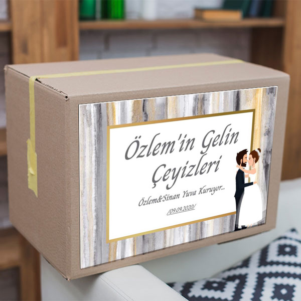 Çizgili Şık Çeyiz Etiketi online tasarla